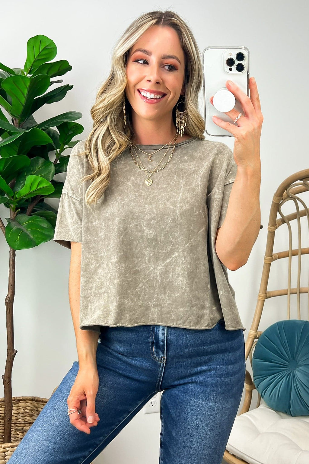  Amorettah Acid Wash Cropped Tee - BACK IN STOCK - Madison and Mallory
