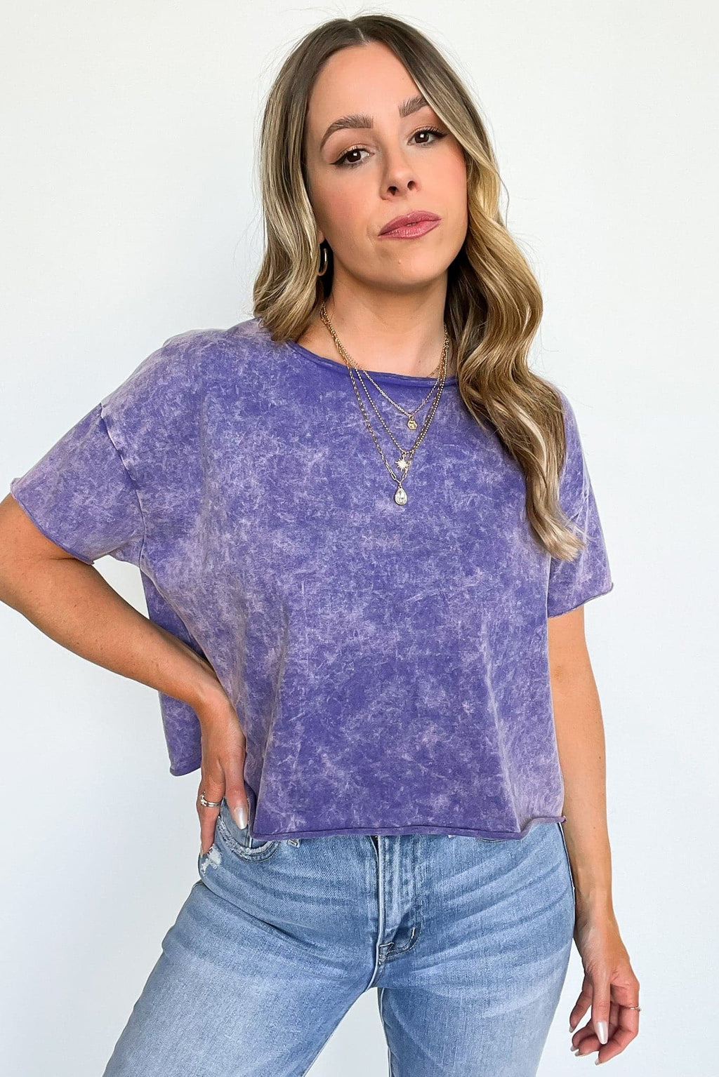  Amorettah Acid Wash Cropped Tee - BACK IN STOCK - Madison and Mallory