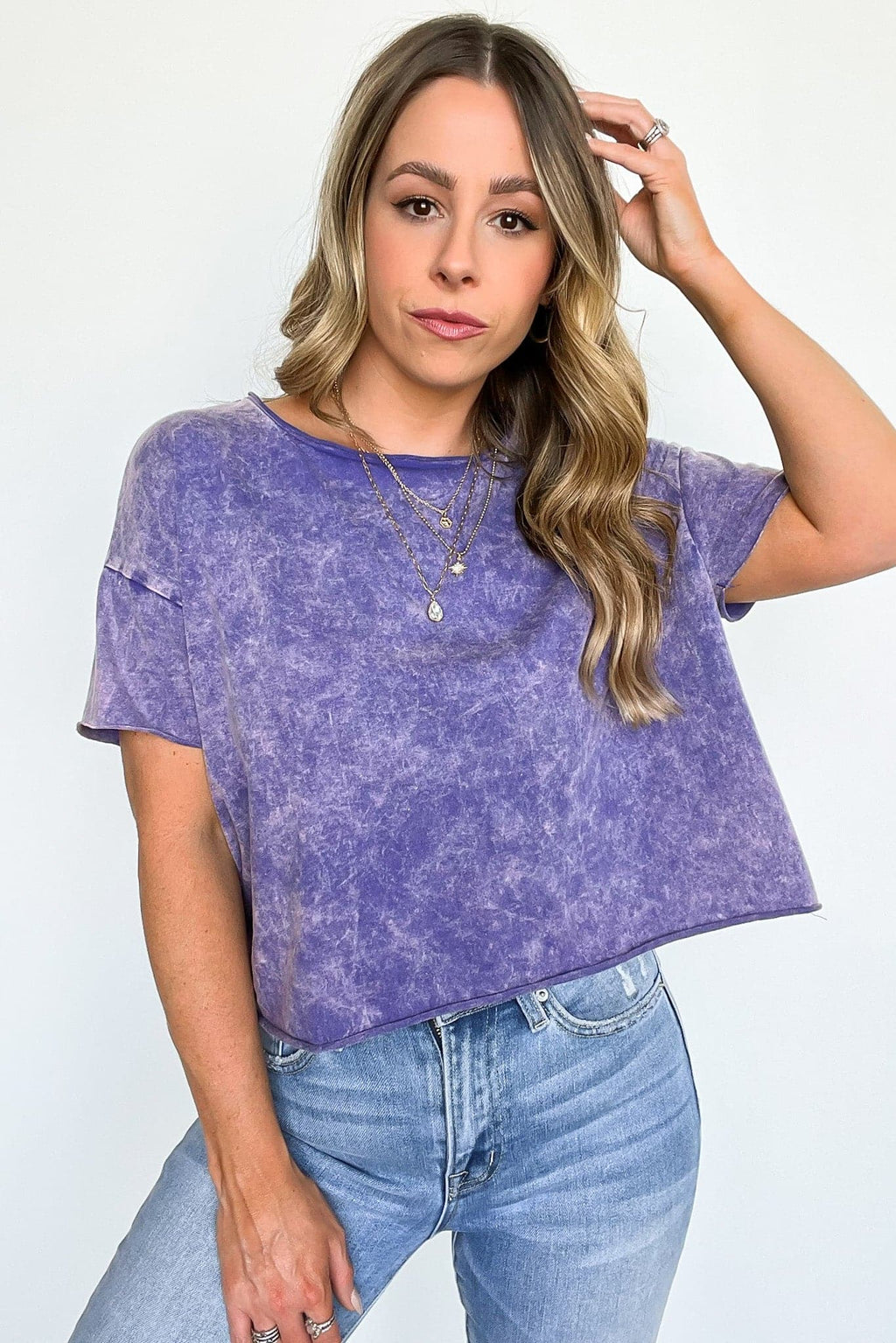  Amorettah Acid Wash Cropped Tee - BACK IN STOCK - Madison and Mallory