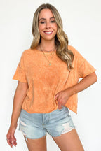 Butter Orange / SM Amorettah Acid Wash Cropped Tee - Madison and Mallory