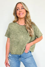  Amorettah Acid Wash Cropped Tee - BACK IN STOCK - Madison and Mallory