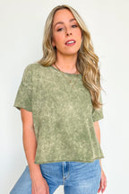 Ash Olive / SM Amorettah Acid Wash Cropped Tee - Madison and Mallory