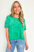 Kelly Green / SM Amorettah Acid Wash Cropped Tee - Madison and Mallory