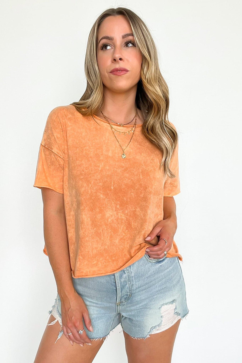  Amorettah Acid Wash Cropped Tee - BACK IN STOCK - Madison and Mallory