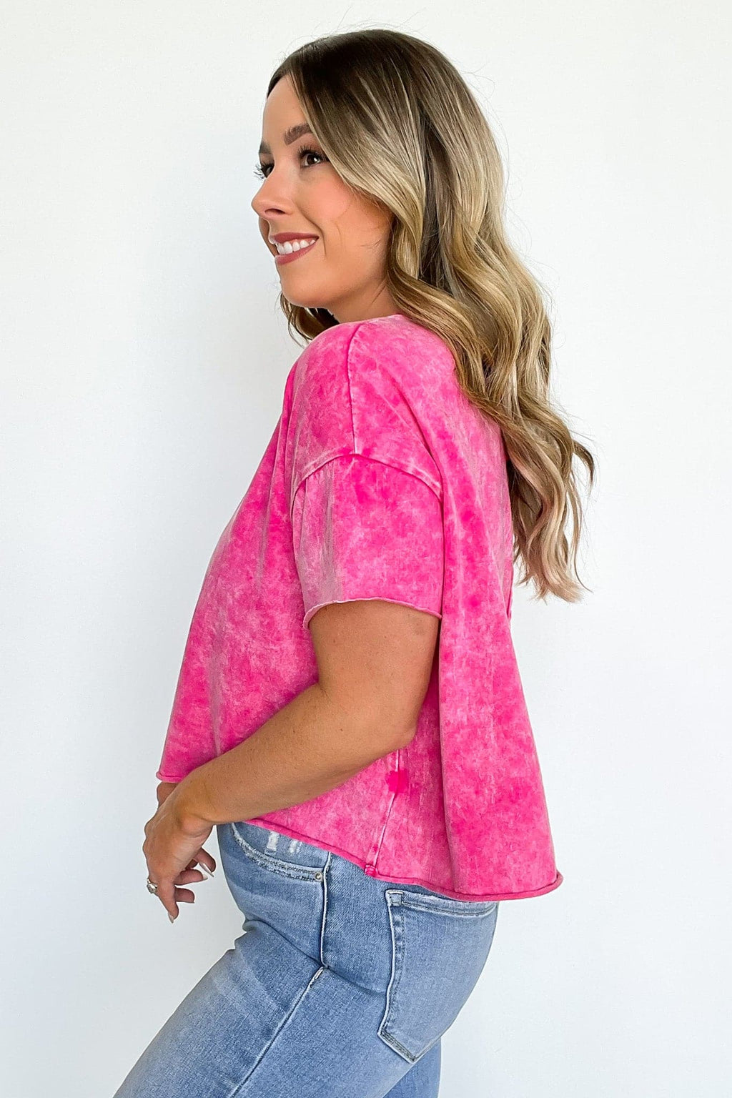  Amorettah Acid Wash Cropped Tee - BACK IN STOCK - Madison and Mallory