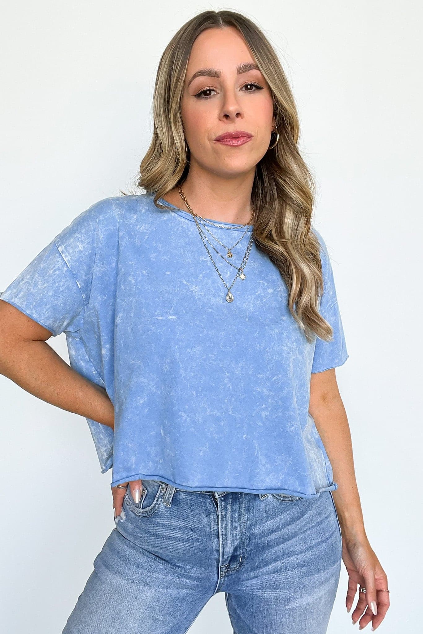  Amorettah Acid Wash Cropped Tee - BACK IN STOCK - Madison and Mallory