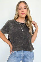  Amorettah Acid Wash Cropped Tee - BACK IN STOCK - Madison and Mallory