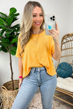 Yellow Gold / SM Amorettah Acid Wash Cropped Tee - Madison and Mallory