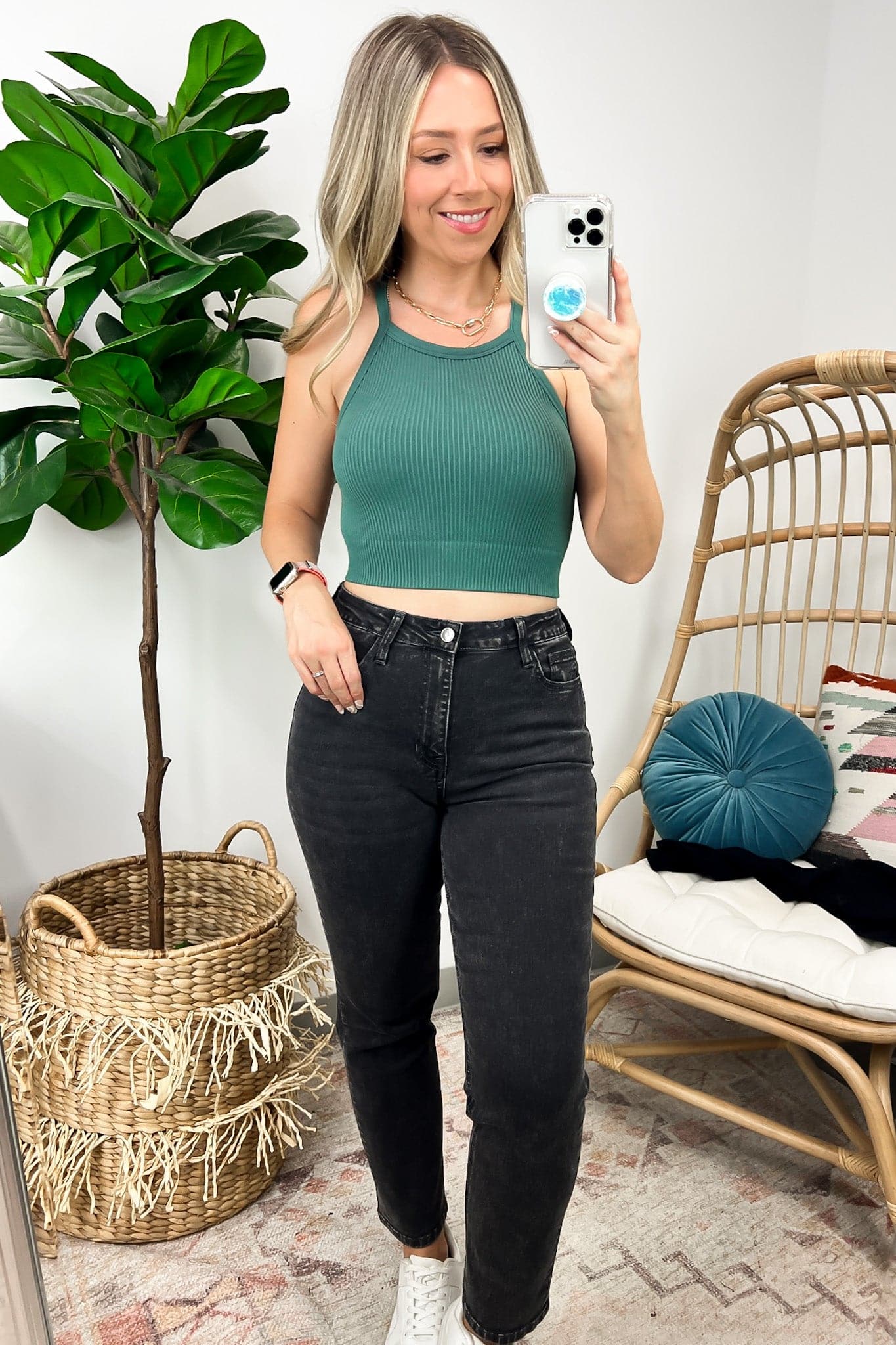  Amorina High Neck Ribbed Seamless Crop Top - FINAL SALE - Madison and Mallory