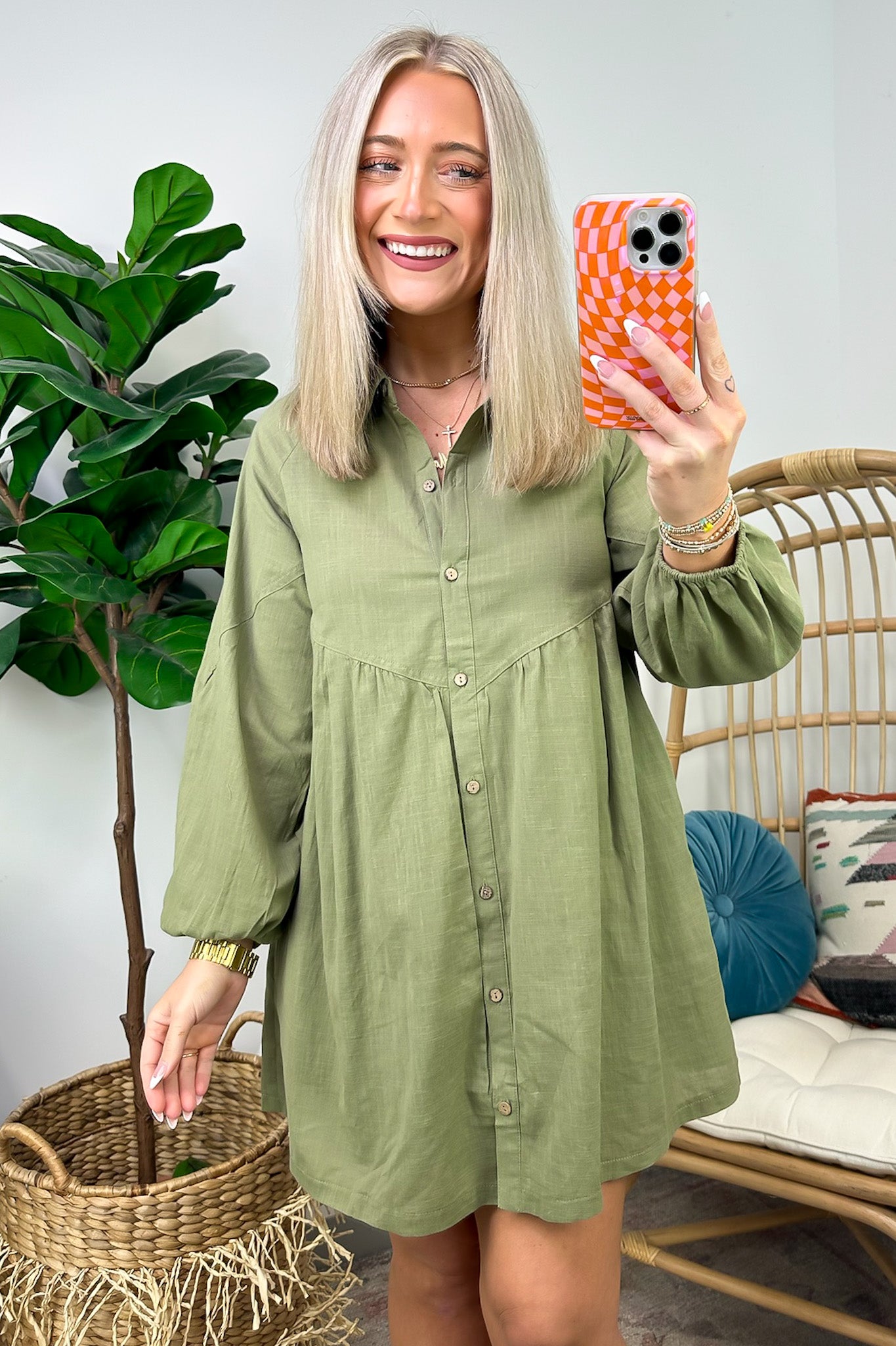 Olive / S Andes Button Down Dress - Madison and Mallory
