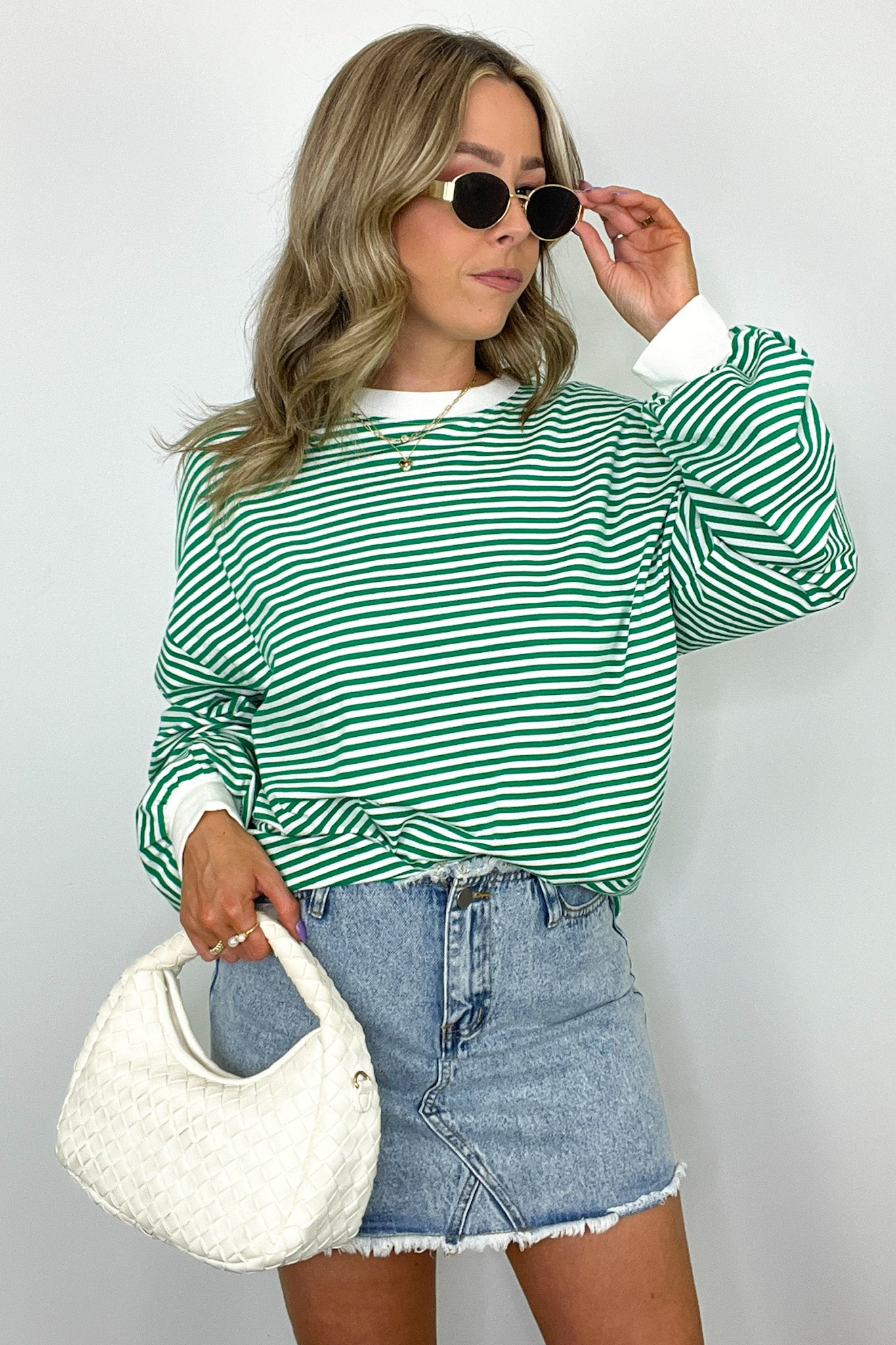 Apple Green / S Andie Striped Crewneck Pullover - Madison and Mallory