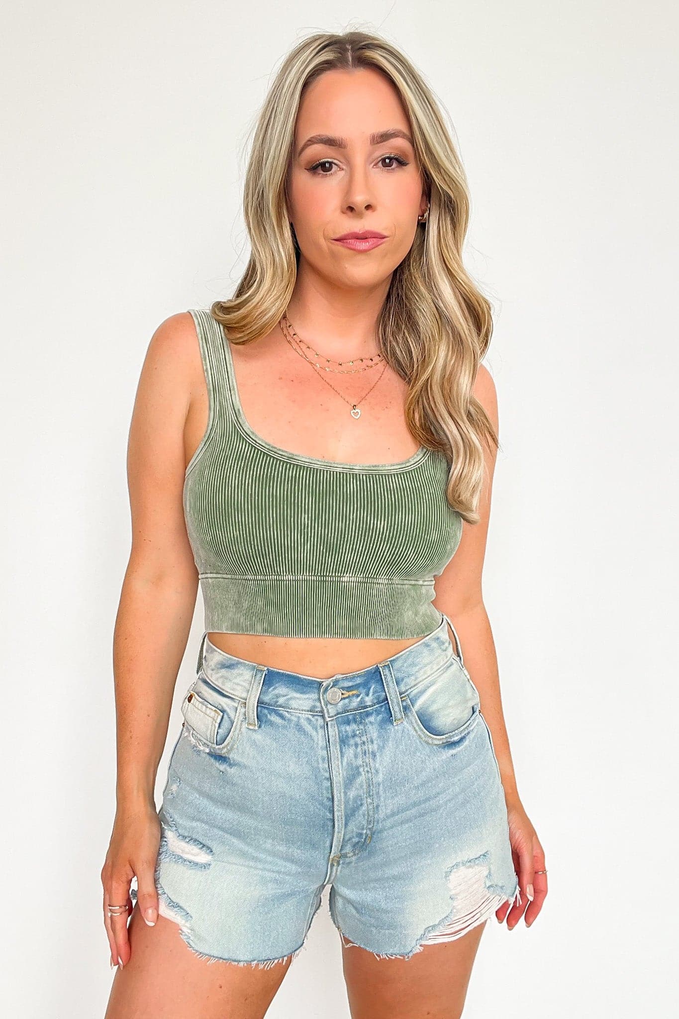  Swift Ways Washed Ribbed Cropped Bra Top - BACK IN STOCK - Madison and Mallory