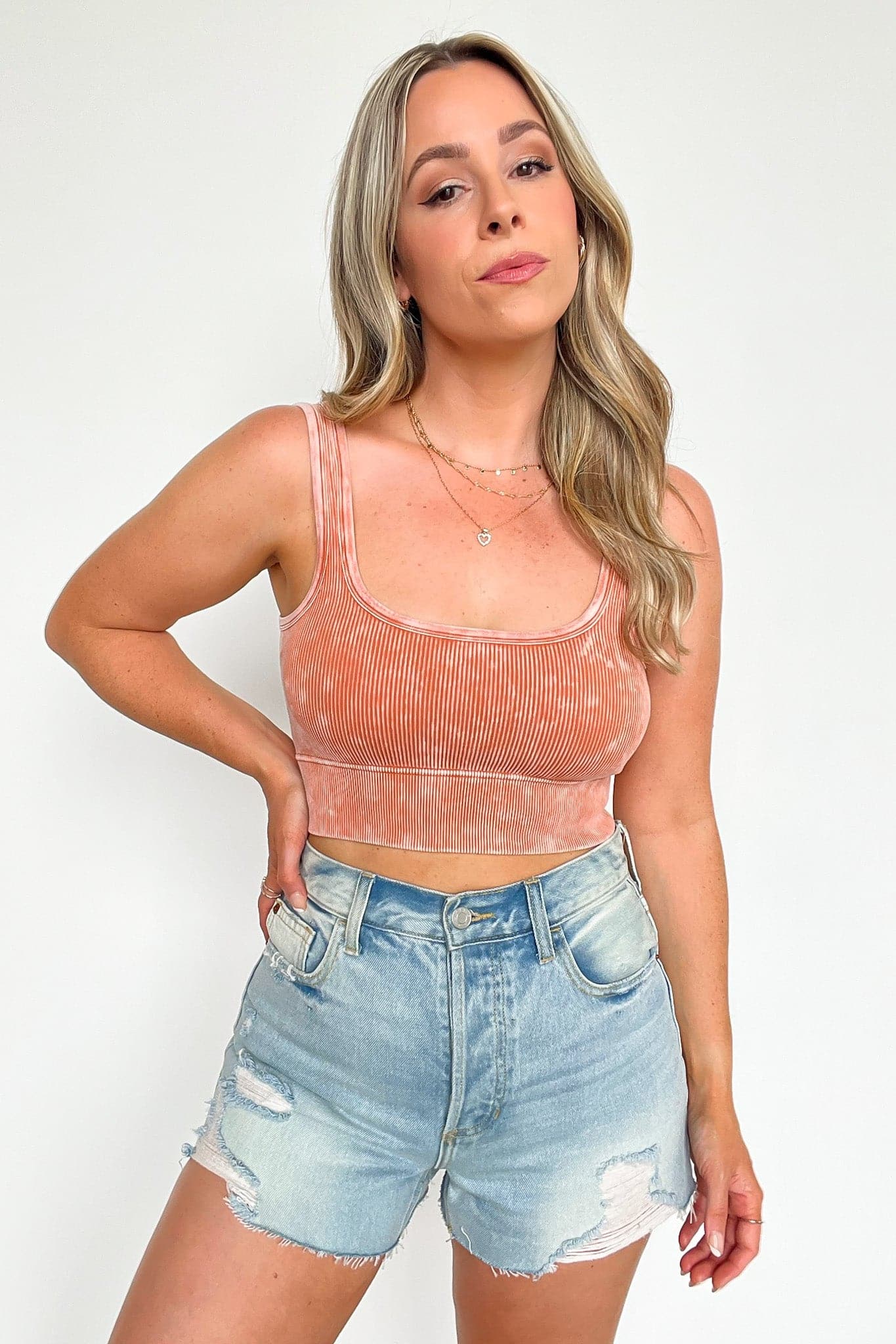  Swift Ways Washed Ribbed Cropped Bra Top - BACK IN STOCK - Madison and Mallory