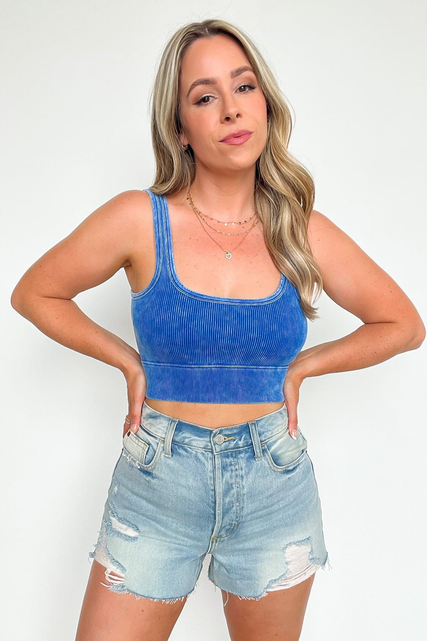  Swift Ways Washed Ribbed Cropped Bra Top - BACK IN STOCK - Madison and Mallory