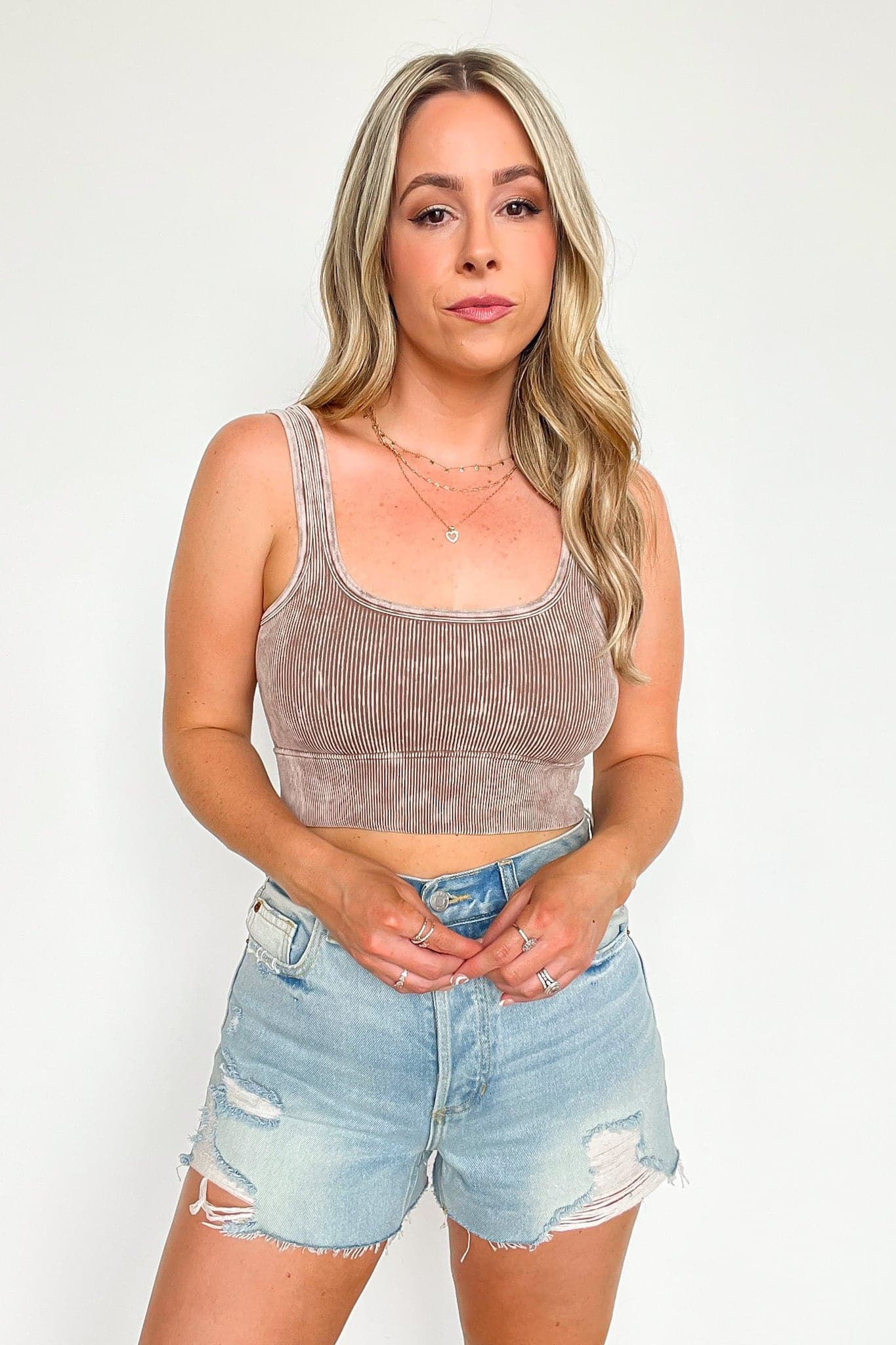  Swift Ways Washed Ribbed Cropped Bra Top - BACK IN STOCK - Madison and Mallory