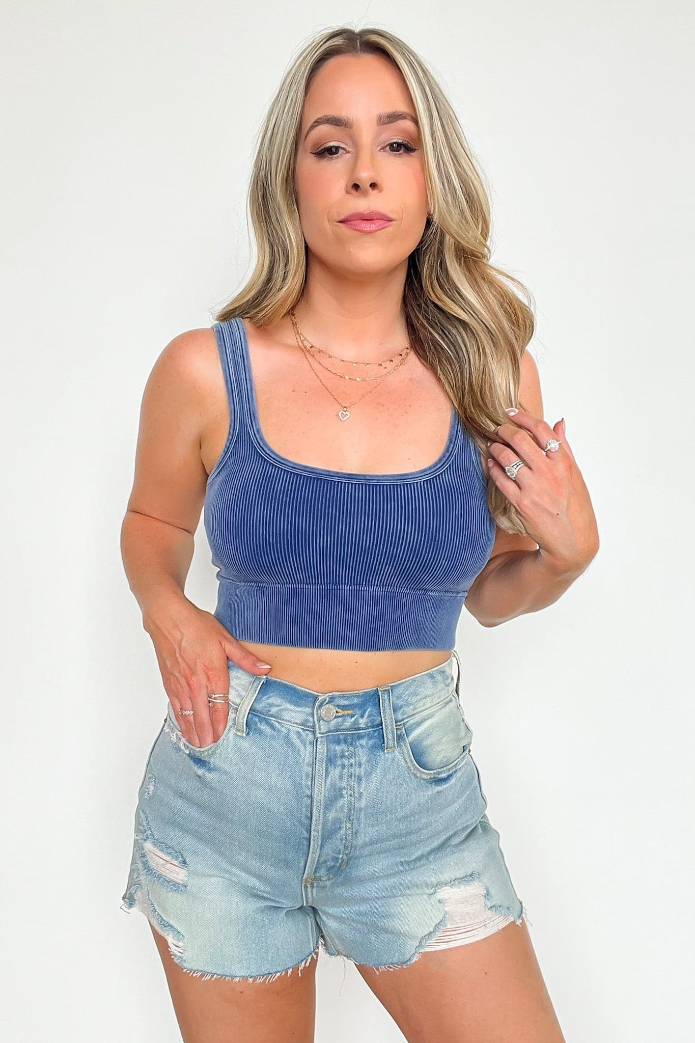  Swift Ways Washed Ribbed Cropped Bra Top - BACK IN STOCK - Madison and Mallory