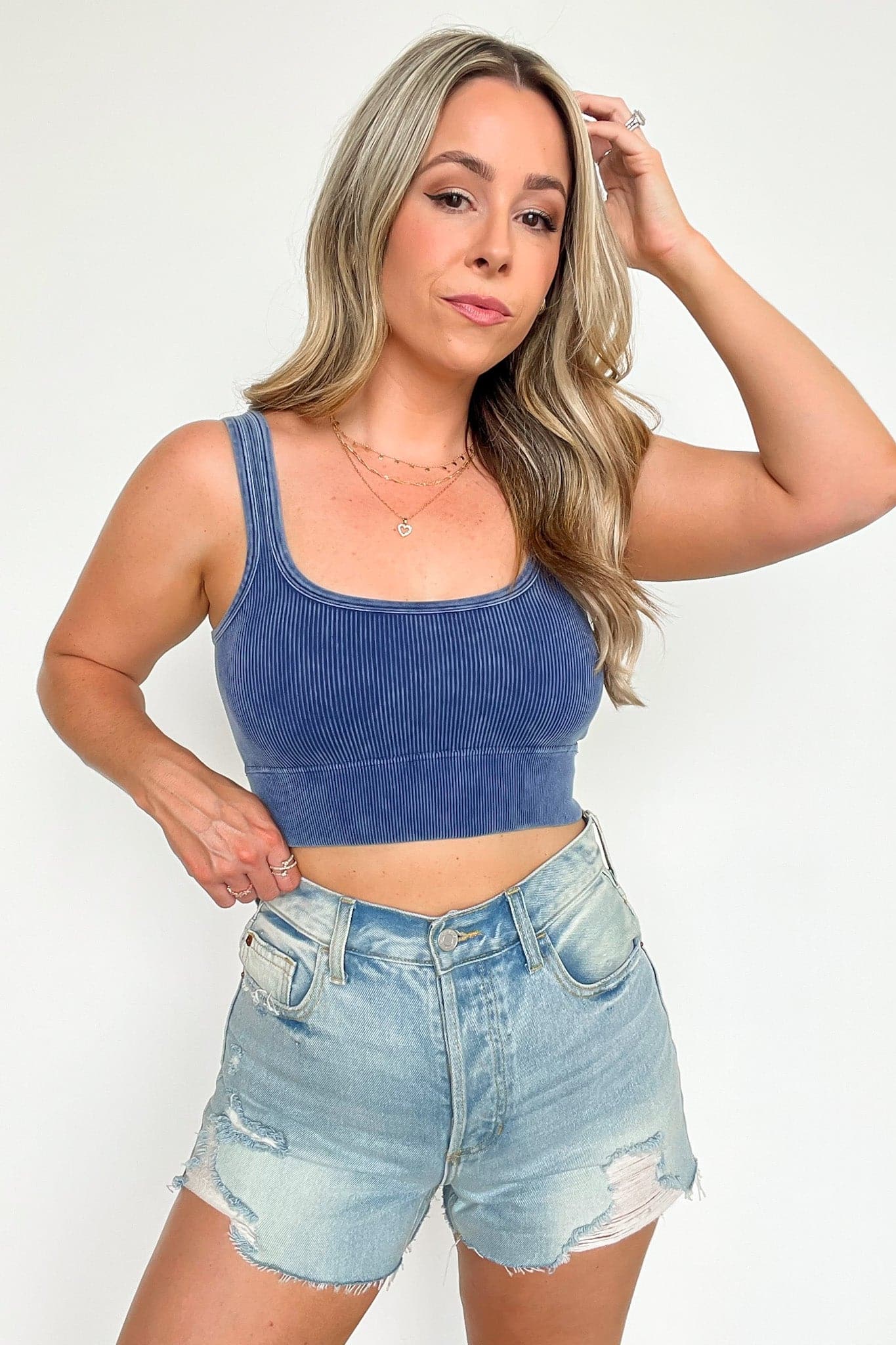  Swift Ways Washed Ribbed Cropped Bra Top - BACK IN STOCK - Madison and Mallory