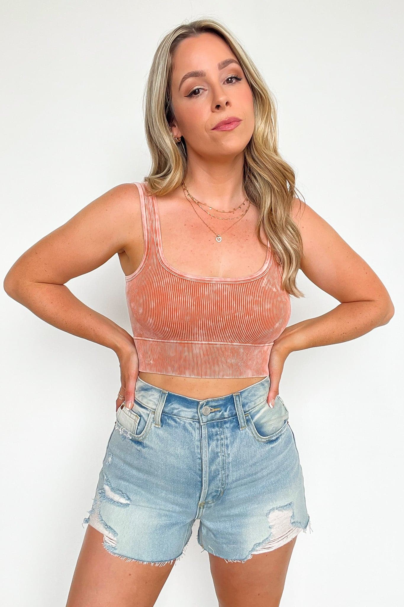 Butter Orange / SM Swift Ways Washed Ribbed Cropped Bra Top - BACK IN STOCK - Madison and Mallory