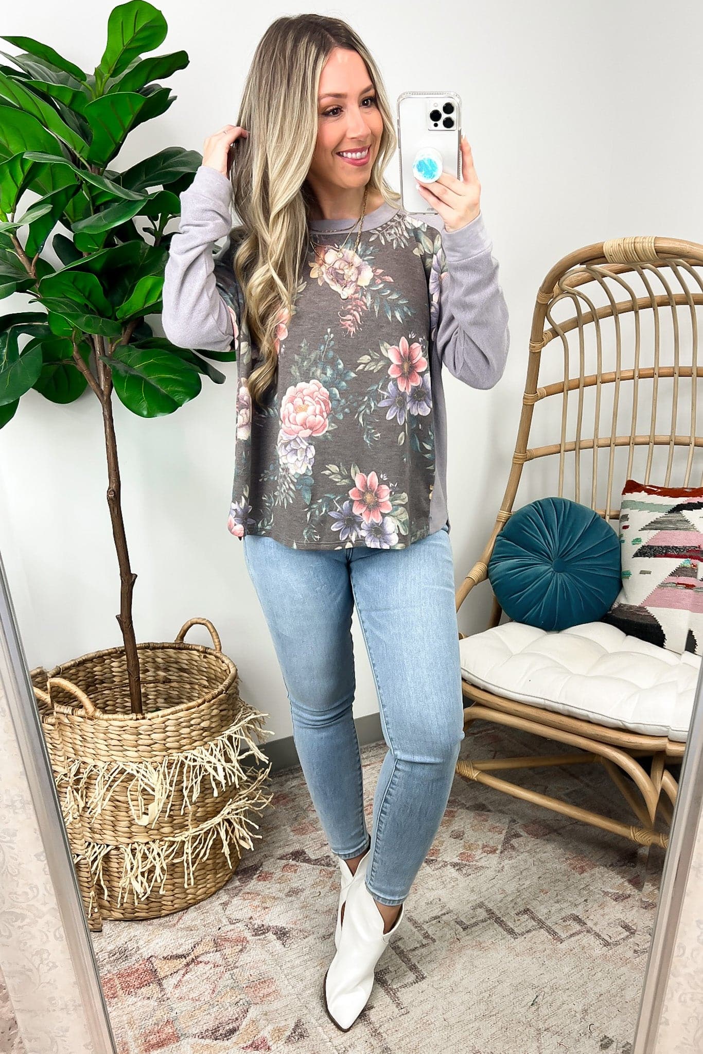  Anisah Color Block Floral Print Top - FINAL SALE - Madison and Mallory