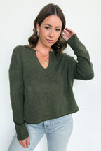 Annalyn Exposed Seam V-Neck Sweater - FINAL SALE - Madison and Mallory