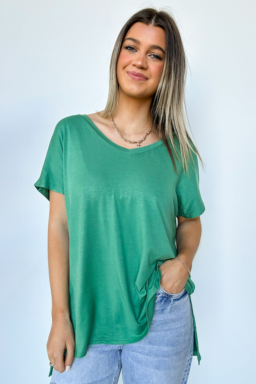  Apollo Side Slit V-Neck Relaxed Top - BACK IN STOCK - Madison and Mallory