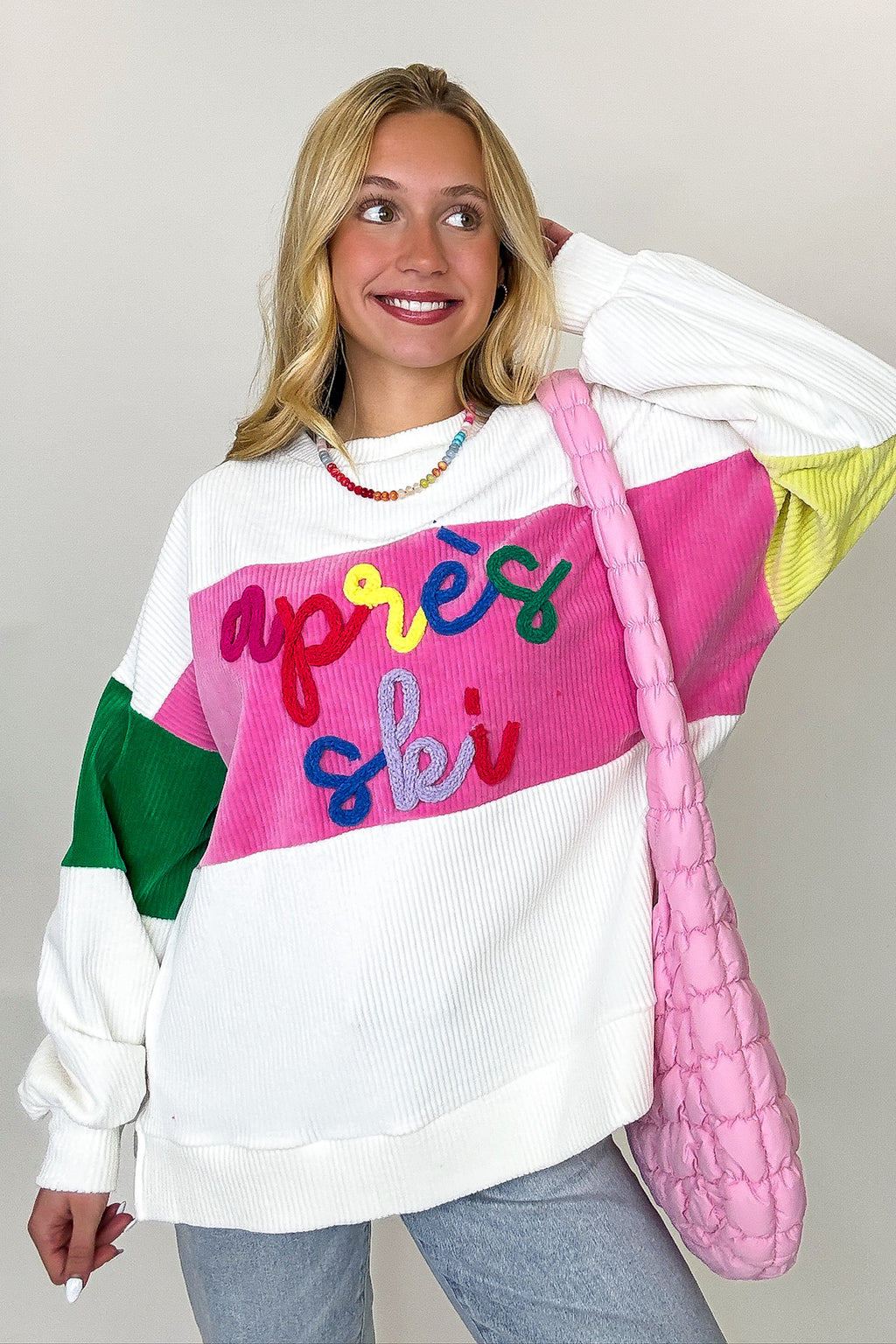 Apres Ski Embroidered Color Block Pullover - FINAL SALE - Madison and Mallory
