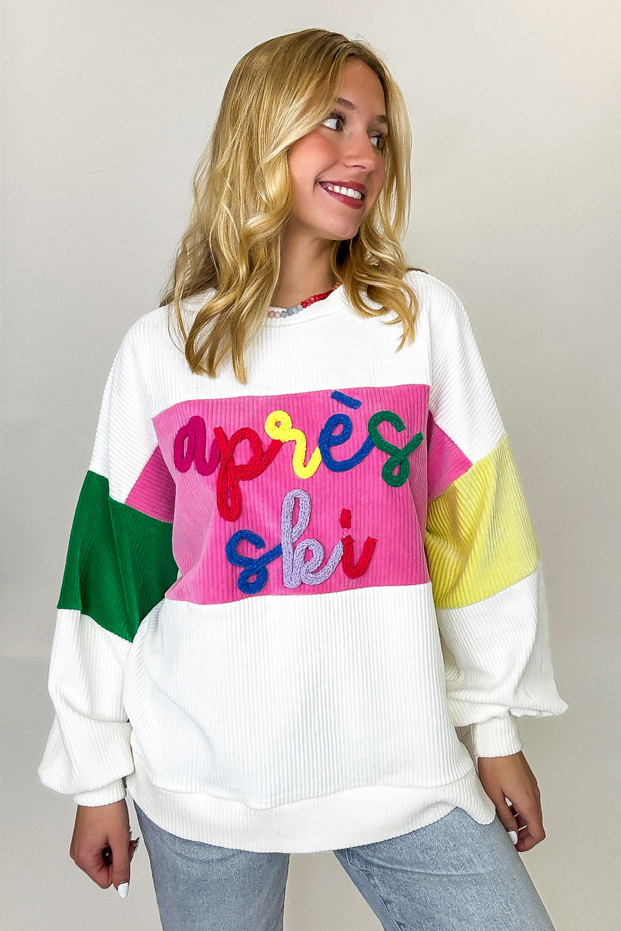 Apres Ski Embroidered Color Block Pullover
