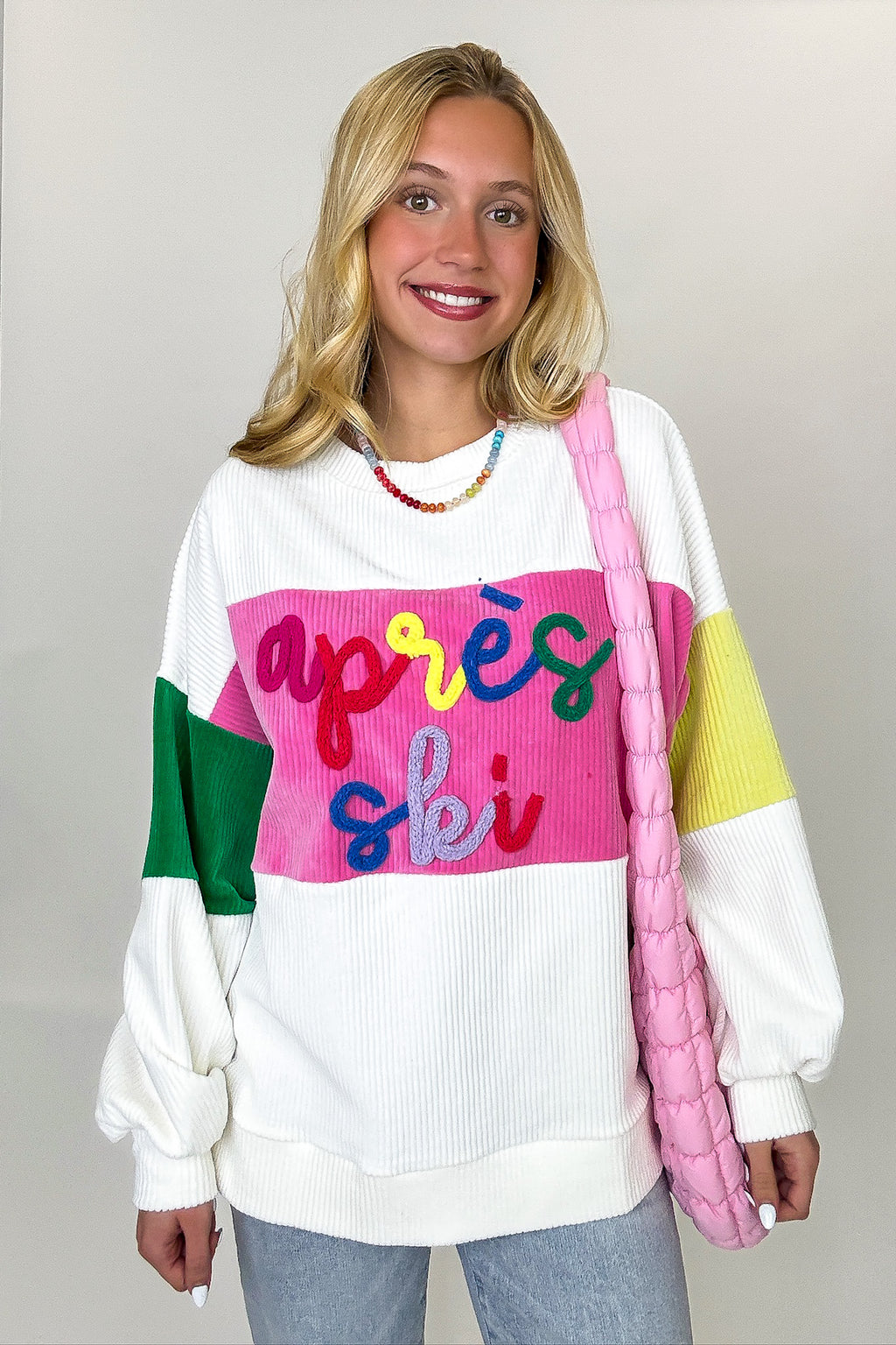 Apres Ski Embroidered Color Block Pullover - FINAL SALE - Madison and Mallory