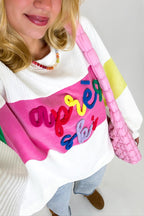Apres Ski Embroidered Color Block Pullover - FINAL SALE - Madison and Mallory