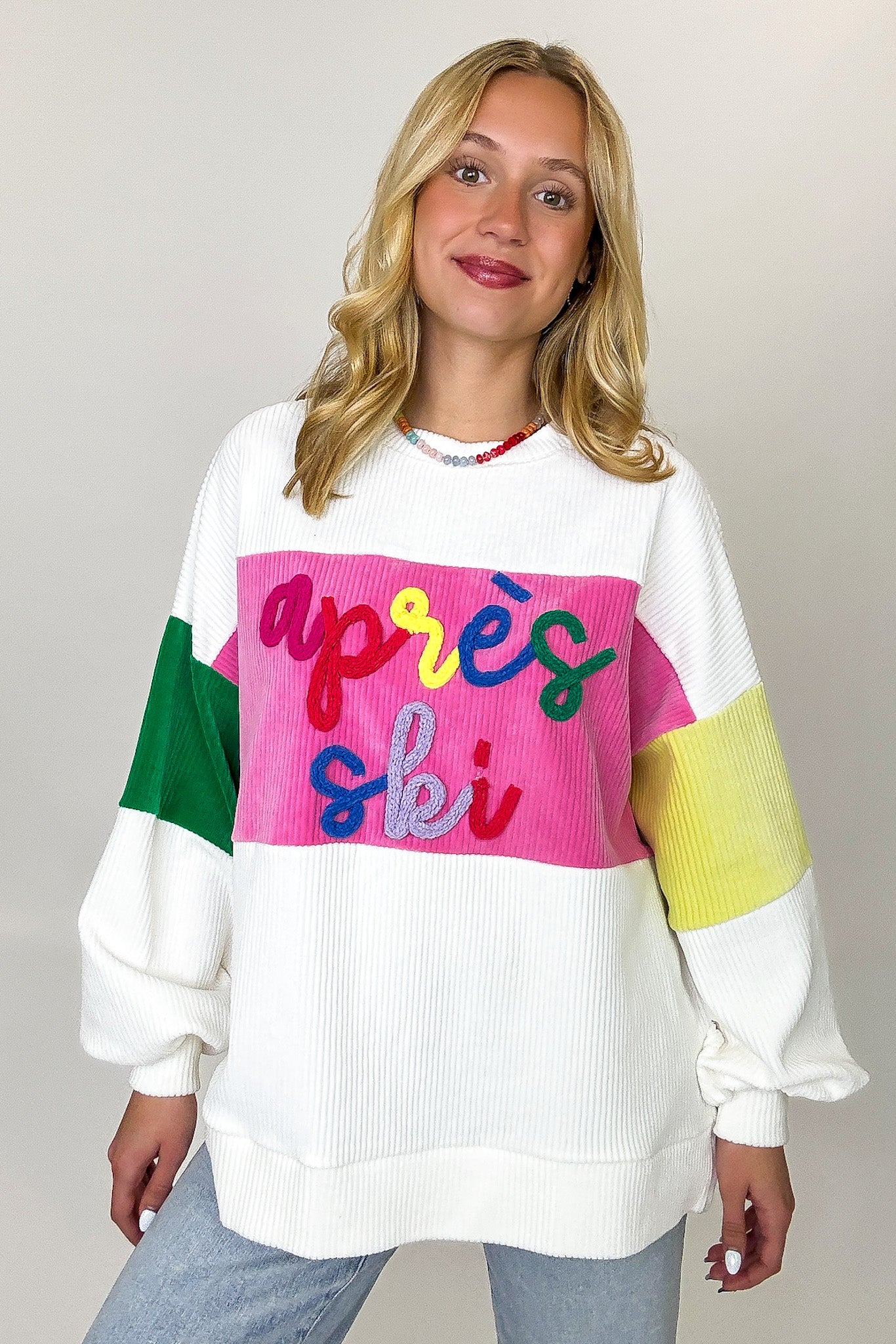 Apres Ski Embroidered Color Block Pullover