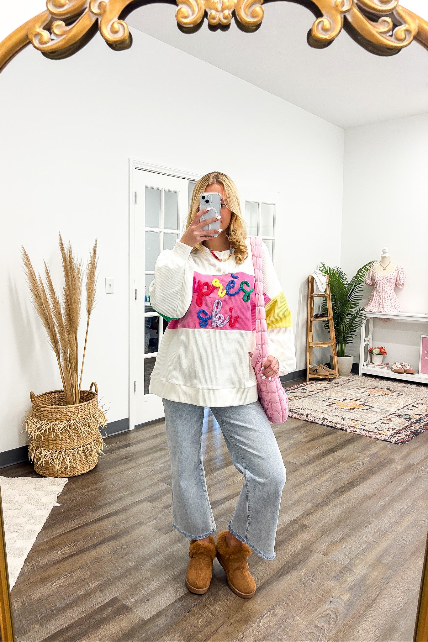 Apres Ski Embroidered Color Block Pullover - FINAL SALE - Madison and Mallory