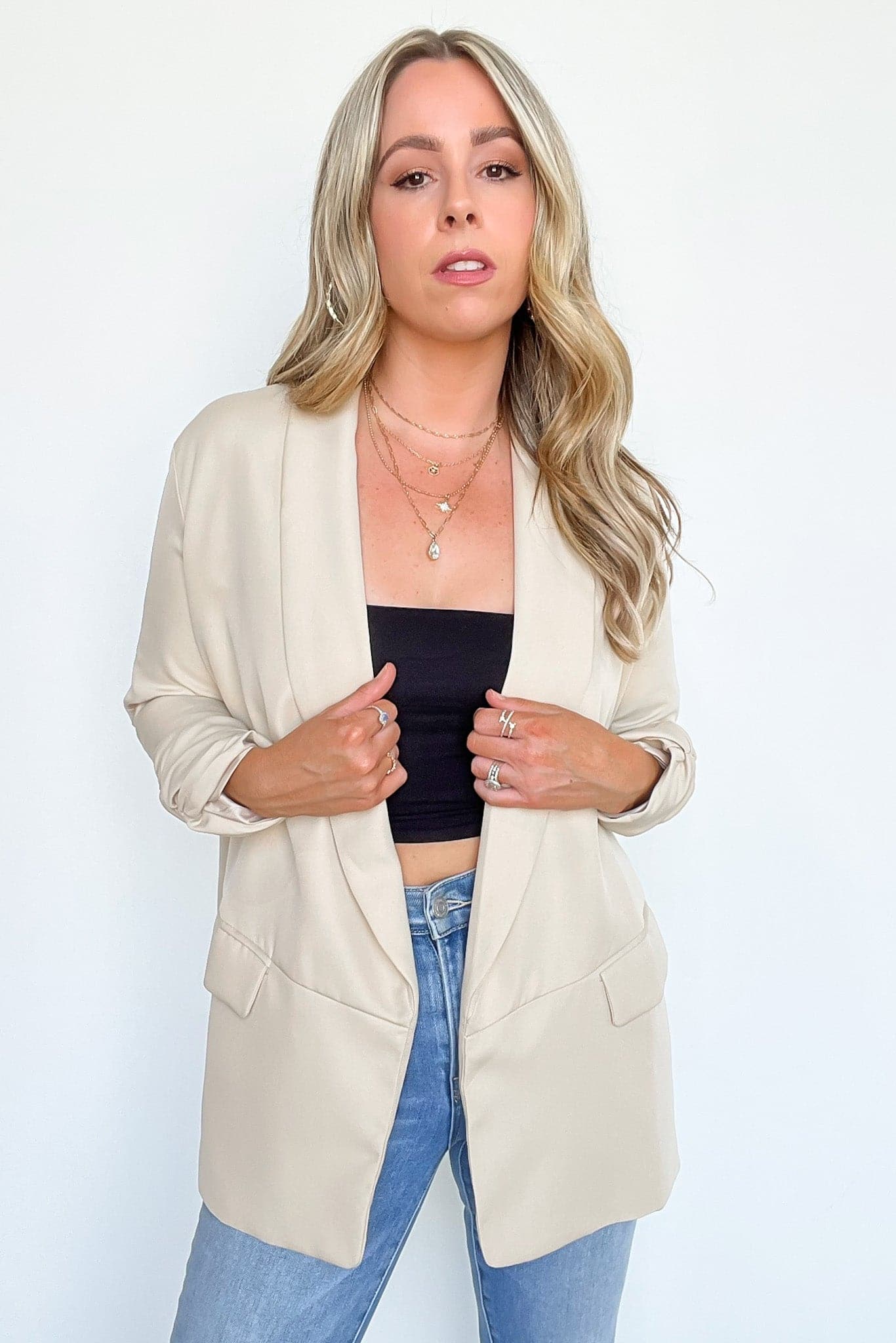  Arianah Ruched Sleeve Blazer - Madison and Mallory