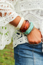 Off White Artisan Arc Sculpted Bangle Bracelet - Madison and Mallory