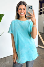  Ashlie Acid Wash Rolled Sleeve Top - BACK IN STOCK - Madison and Mallory