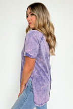  Ashlie Acid Wash Rolled Sleeve Top - BACK IN STOCK - Madison and Mallory