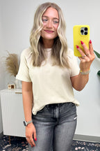  Ashlie Acid Wash Rolled Sleeve Top - BACK IN STOCK - Madison and Mallory