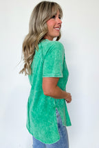  Ashlie Acid Wash Rolled Sleeve Top - BACK IN STOCK - Madison and Mallory
