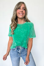  Ashlie Acid Wash Rolled Sleeve Top - BACK IN STOCK - Madison and Mallory
