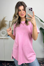  Ashlie Acid Wash Rolled Sleeve Top - BACK IN STOCK - Madison and Mallory