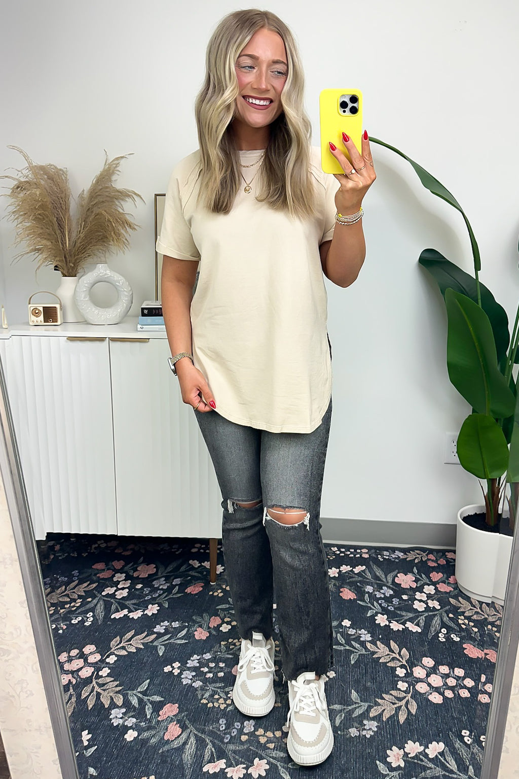 Ashlie Acid Wash Rolled Sleeve Top - BACK IN STOCK - Madison and Mallory