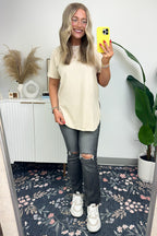  Ashlie Acid Wash Rolled Sleeve Top - BACK IN STOCK - Madison and Mallory