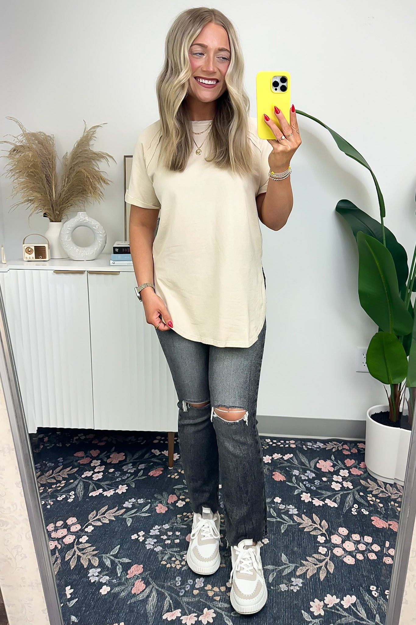  Ashlie Acid Wash Rolled Sleeve Top - BACK IN STOCK - Madison and Mallory