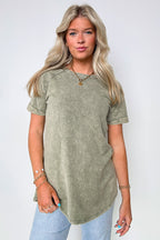  Ashlie Acid Wash Rolled Sleeve Top - BACK IN STOCK - Madison and Mallory