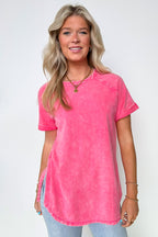  Ashlie Acid Wash Rolled Sleeve Top - BACK IN STOCK - Madison and Mallory