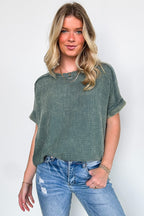 Ash Jade / S Ashton Acid Wash Double Gauze Top - FINAL SALE - Madison and Mallory