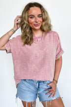 Light Rose / S Ashton Acid Wash Double Gauze Top - FINAL SALE - Madison and Mallory
