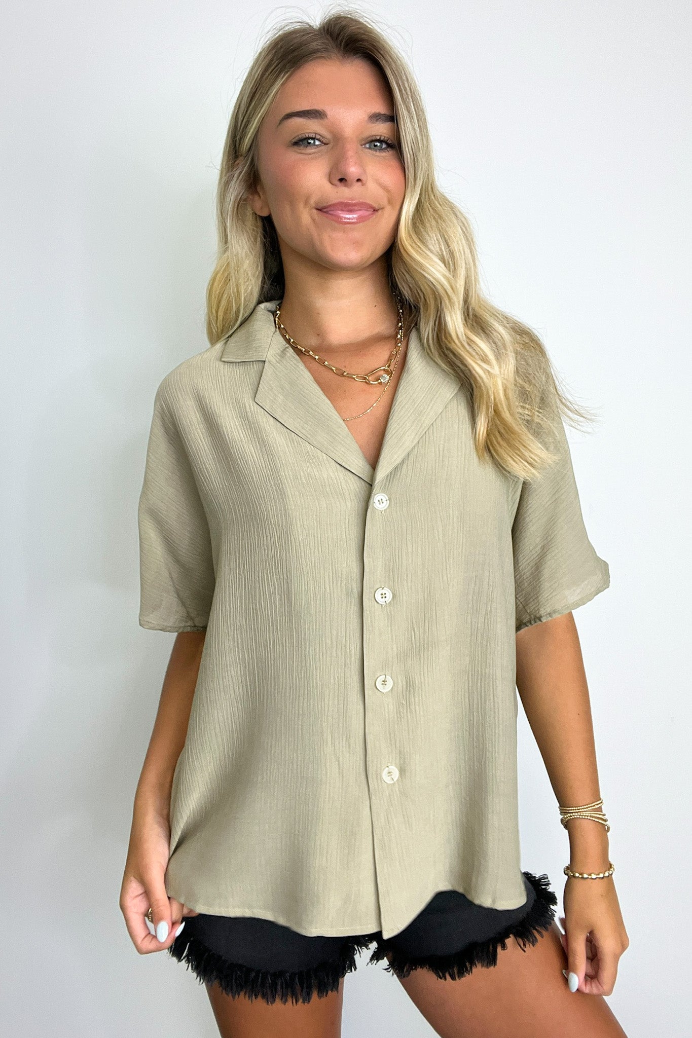  At My Best Button Down Relaxed Top - BACK IN STOCK - Madison and Mallory