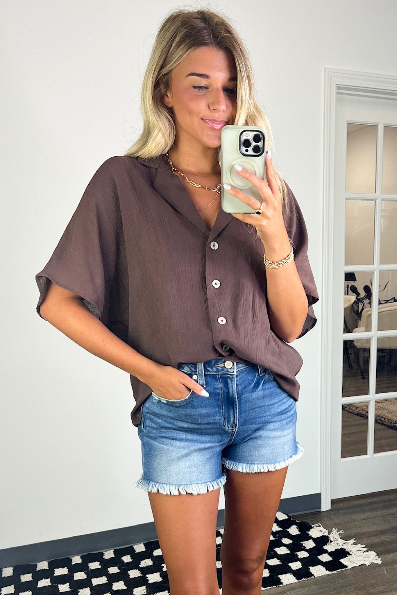  At My Best Button Down Relaxed Top - BACK IN STOCK - Madison and Mallory