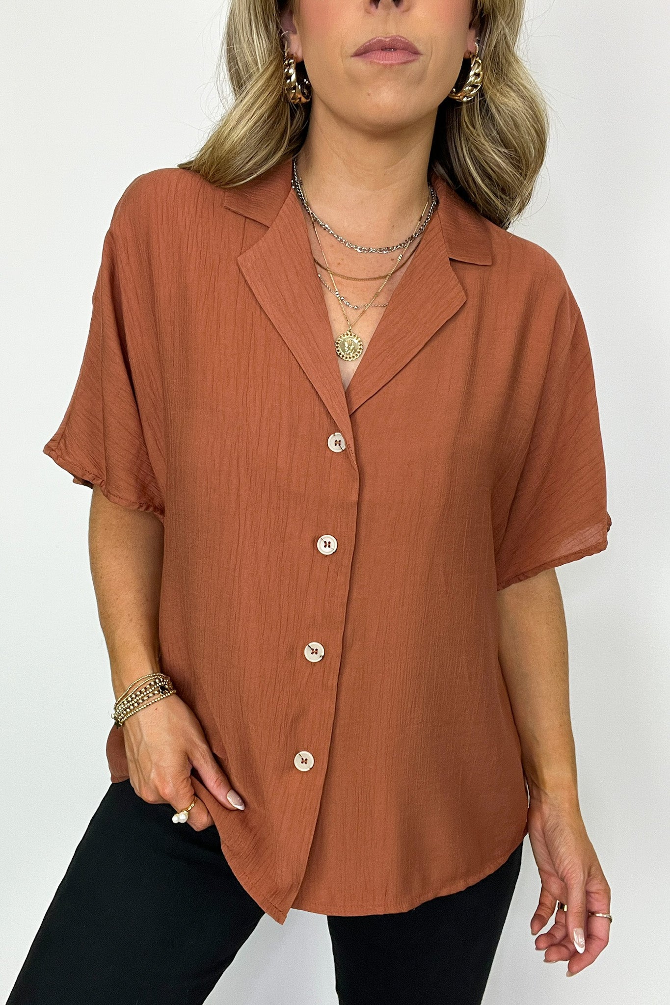  At My Best Button Down Relaxed Top - BACK IN STOCK - Madison and Mallory