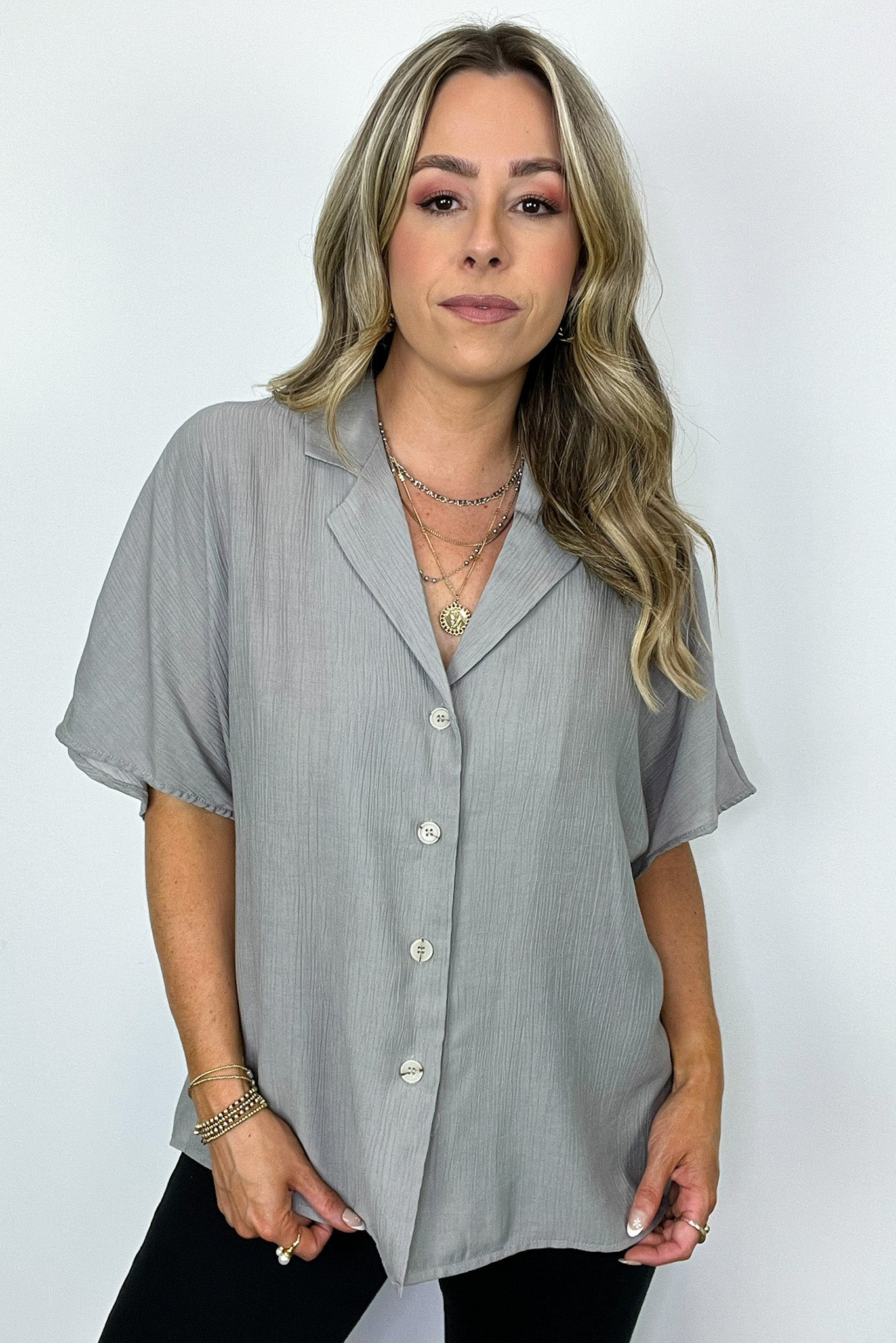  At My Best Button Down Relaxed Top - BACK IN STOCK - Madison and Mallory